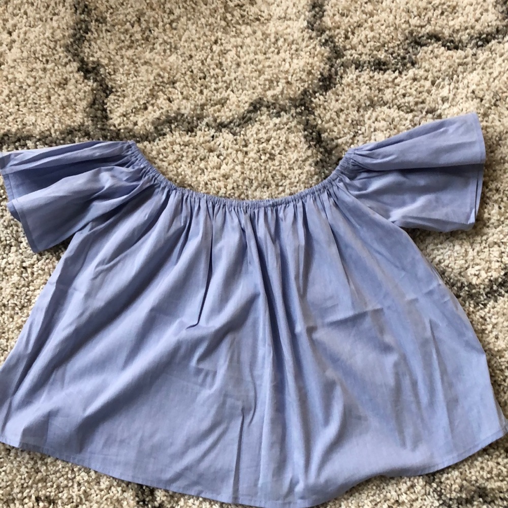 Off the shoulder blue top